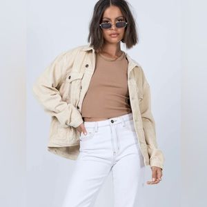 Princess Polly Beige Cotton Cord Corduroy Button Up Jacket